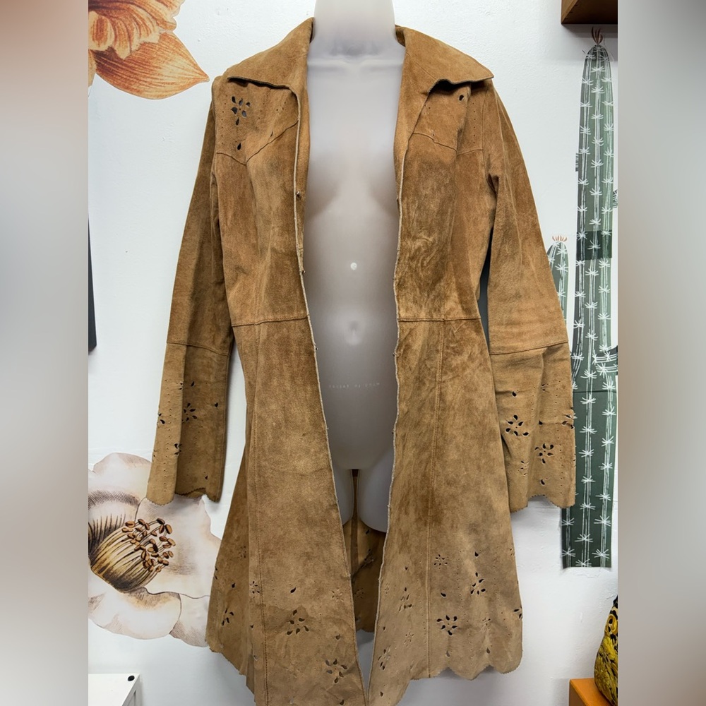 Tan Leather Women's Coat - Picture 7 of 16